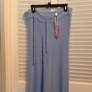 Elegant Light Blue Knit Wide Leg Pants